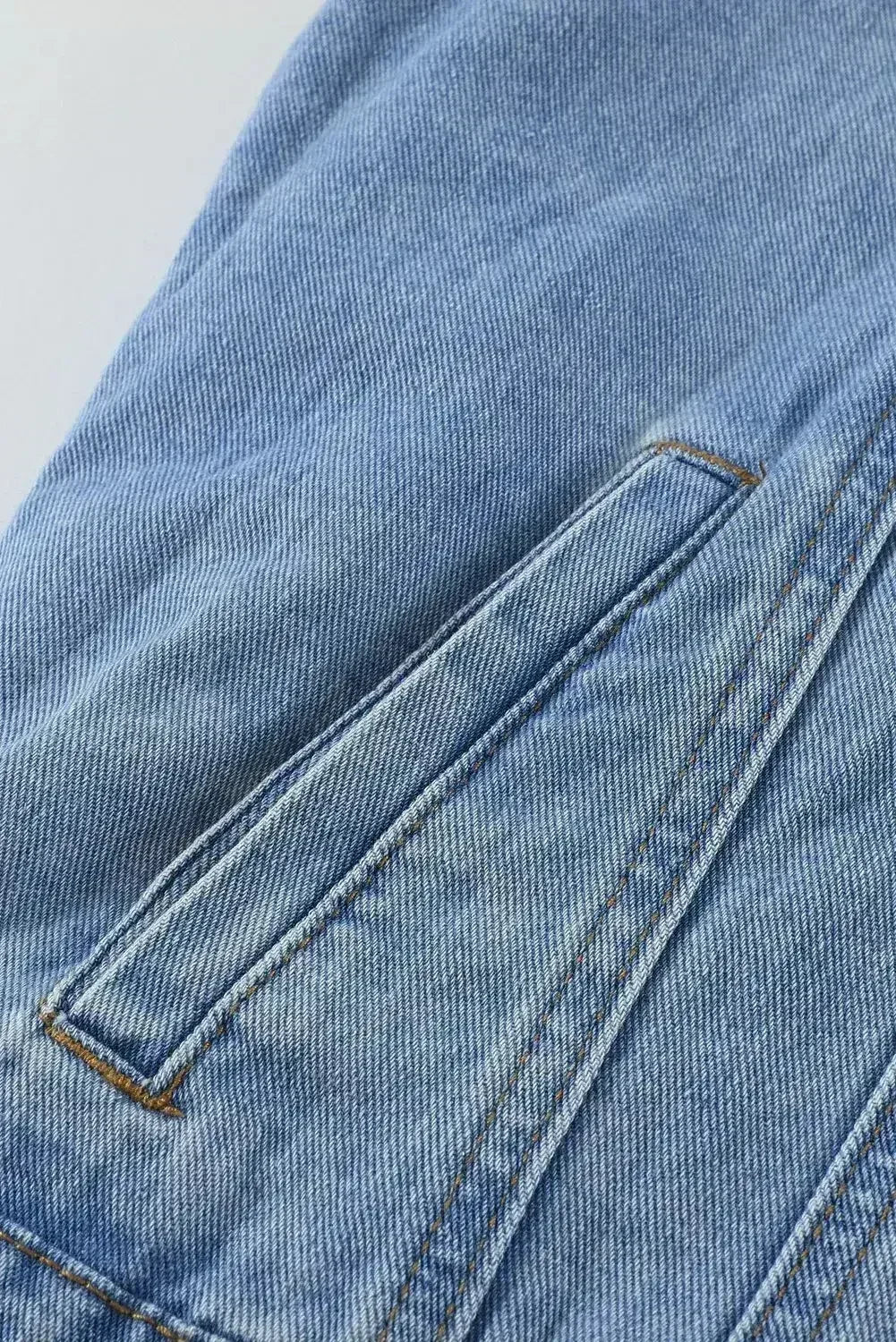 Womens Sky Blue White Sherpa Denim Splicing Buttoned Jacket - Femstylo