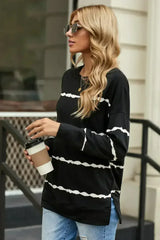 Womens Tie-dye Stripes Black Sweatshirt - Femstylo