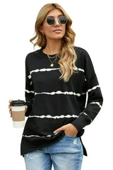 Womens Tie-dye Stripes Black Sweatshirt - Femstylo