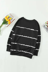 Womens Tie-dye Stripes Black Sweatshirt - Femstylo