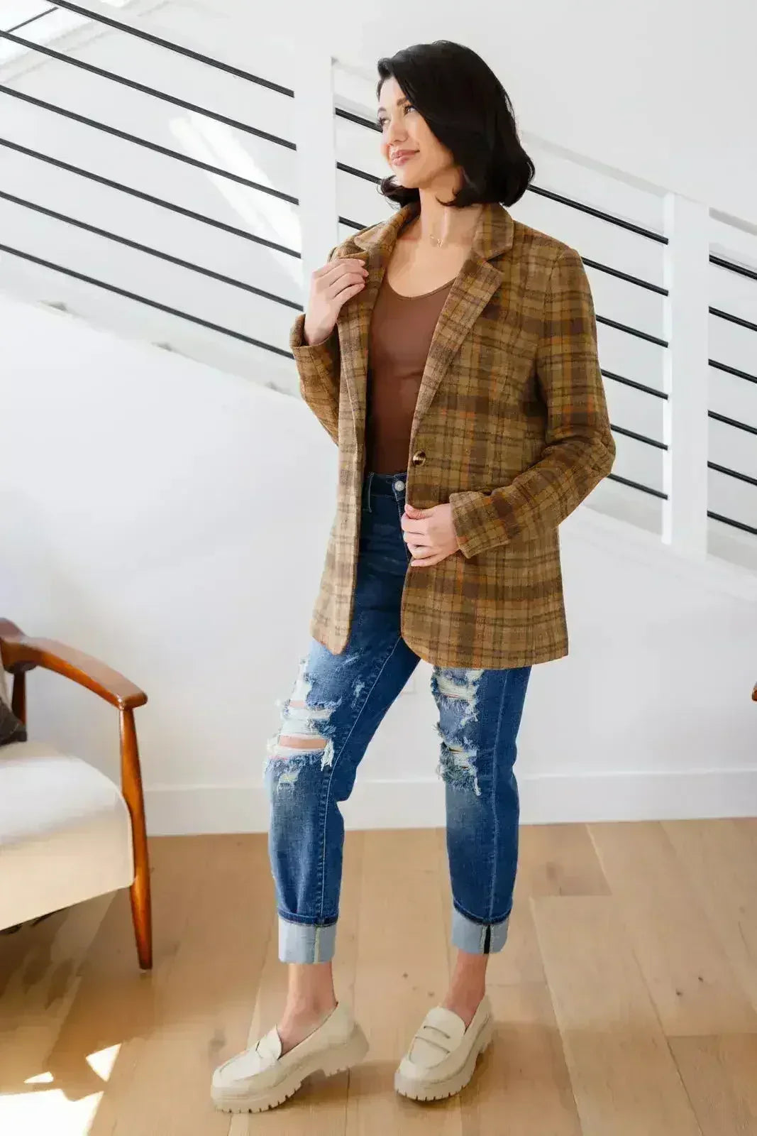 World Class Plaid Blazer - Femstylo