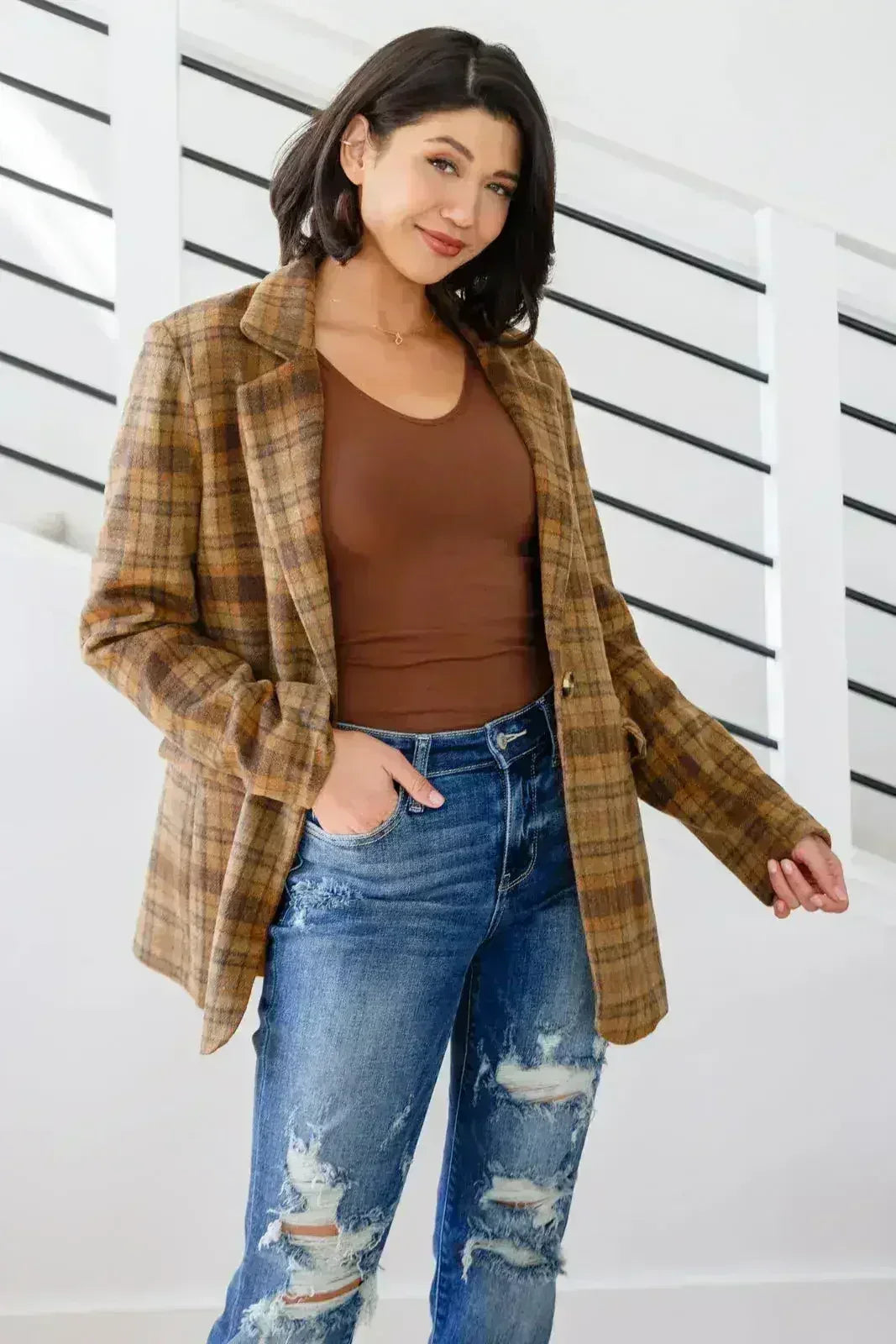 World Class Plaid Blazer - Femstylo