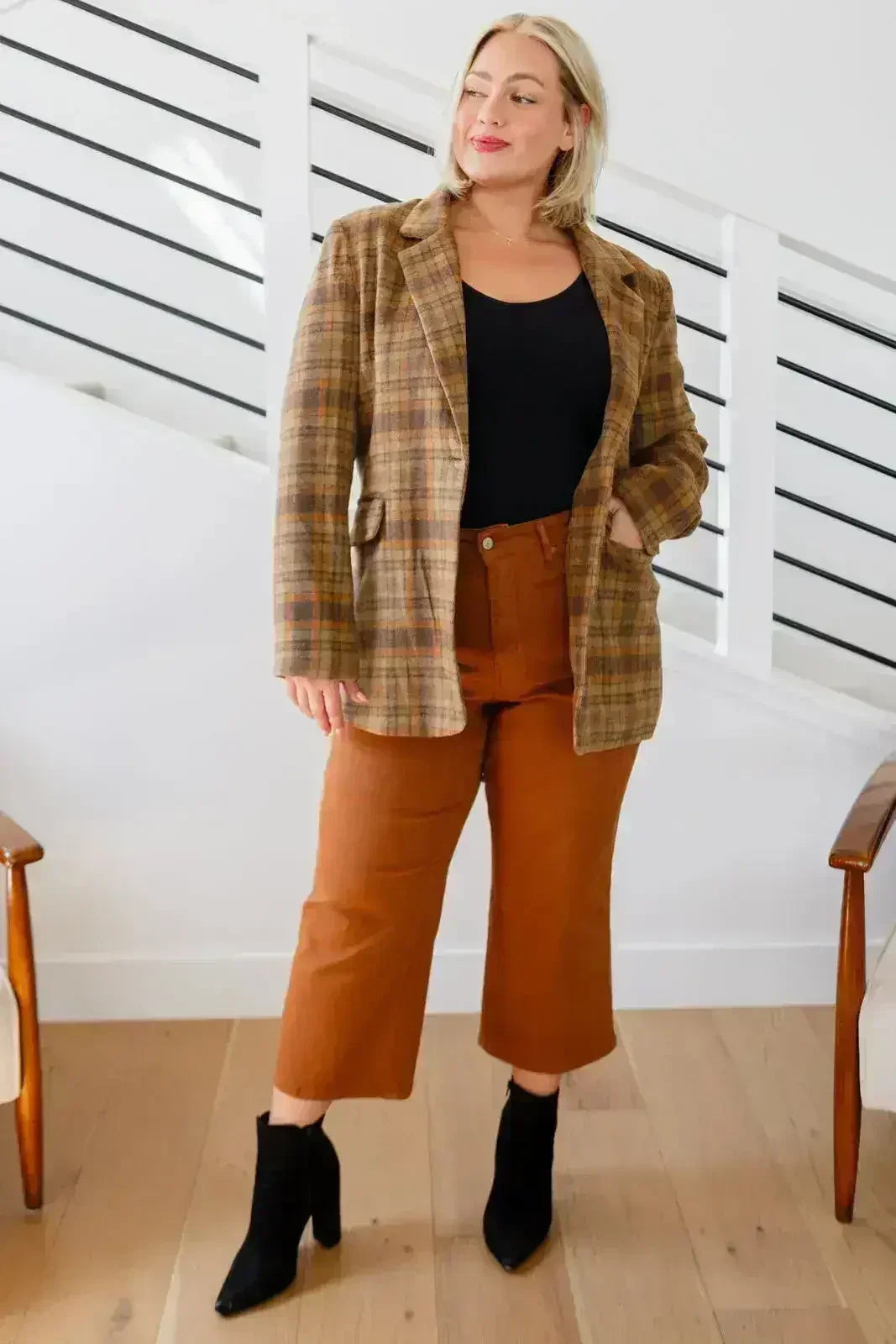 World Class Plaid Blazer - Femstylo