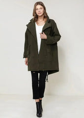 Women's Oversized Utility Jacket In Olive - Femstylo