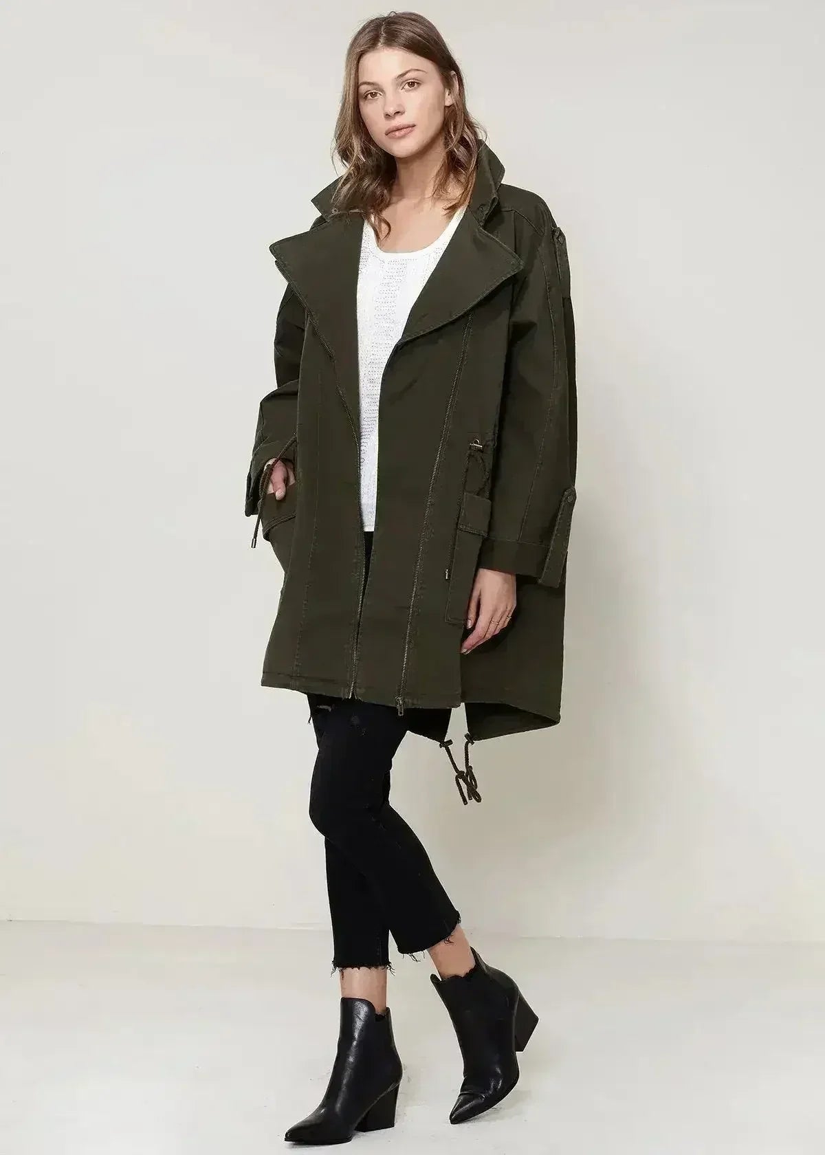 Women's Oversized Utility Jacket In Olive - Femstylo