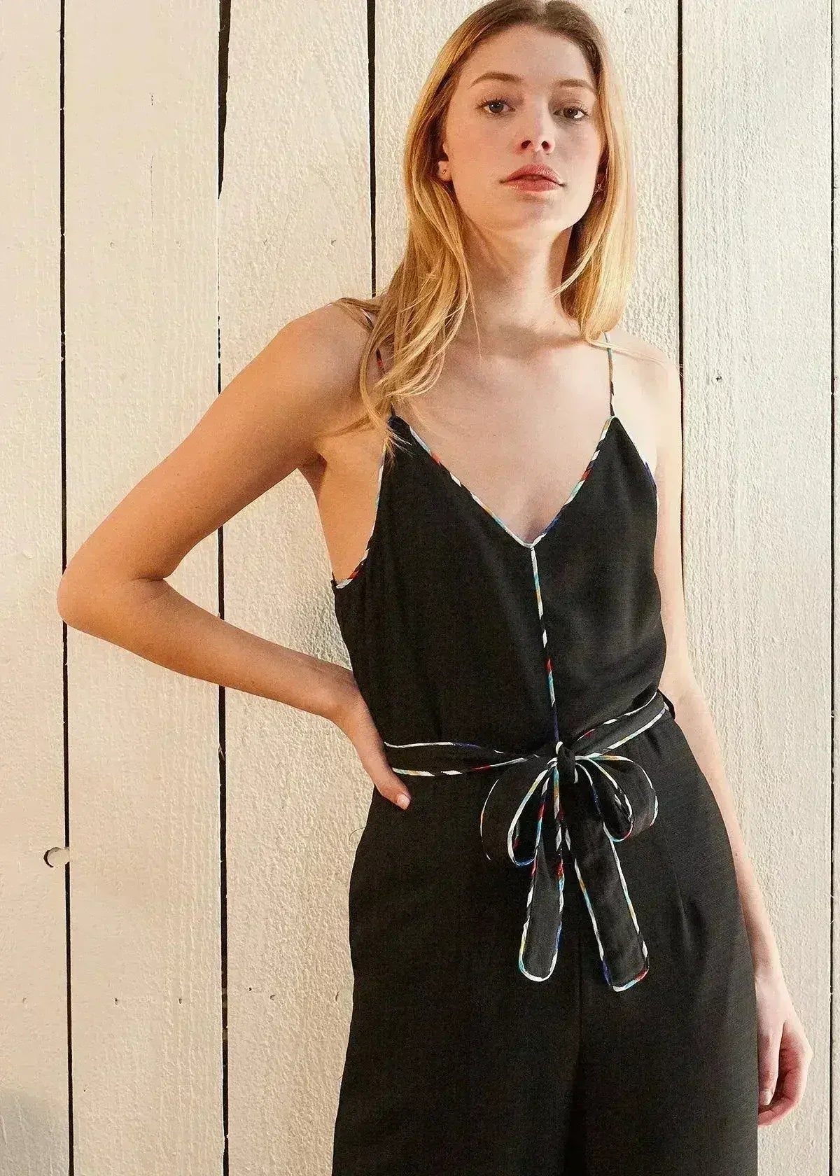 Women's Multi-color Binding Jumpsuit in Black - Femstylo