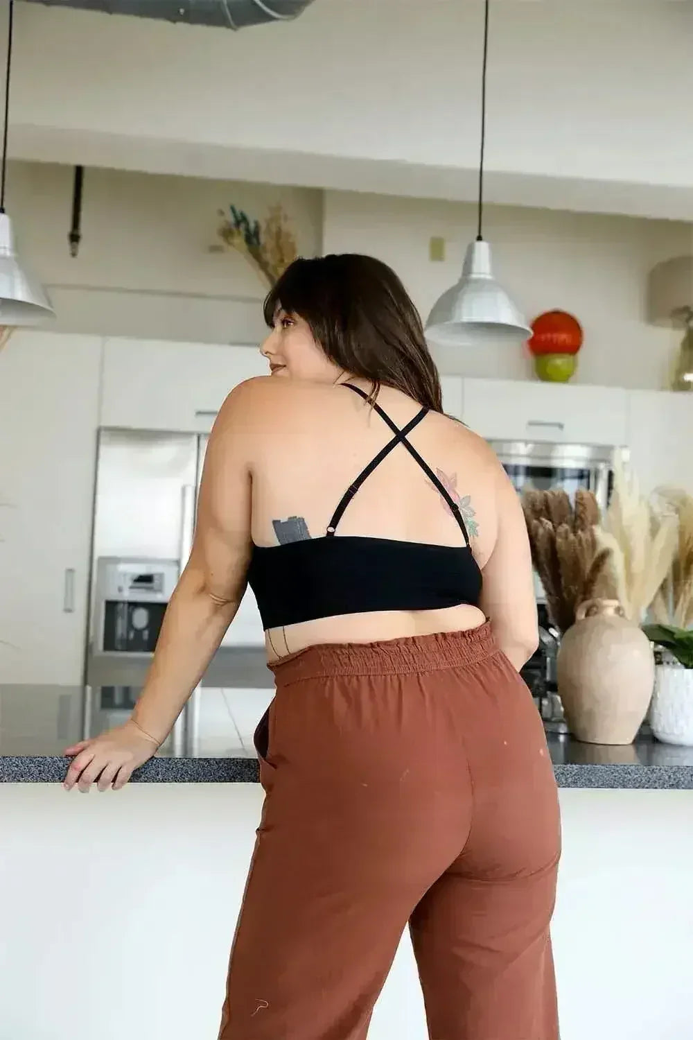 Crochet Lace High Neck Bralette – Halter Style with Cross-Back - Femstylo