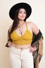 Ribbed Lace Boho Racerback Bralette Plus - Femstylo
