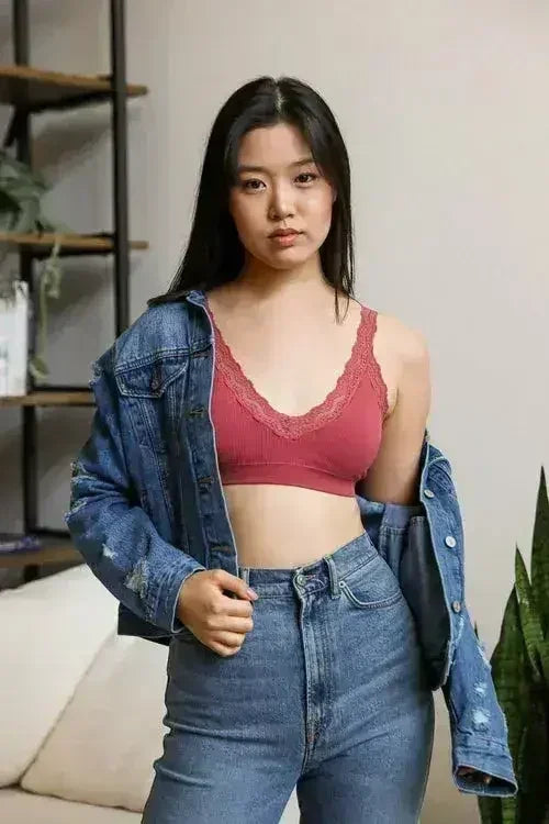 Lace Trim Padded Bralette - Comfortable Everyday Bra | Femstylo - Femstylo