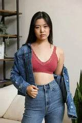 Lace Trim Padded Bralette - Comfortable Everyday Bra | Femstylo - Femstylo