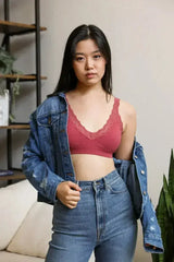 Lace Trim Padded Bralette - Comfortable Everyday Bra | Femstylo - Femstylo