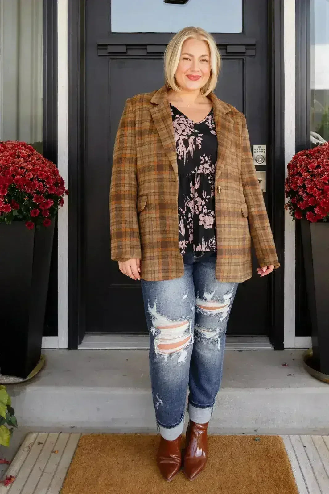 World Class Plaid Blazer - Femstylo