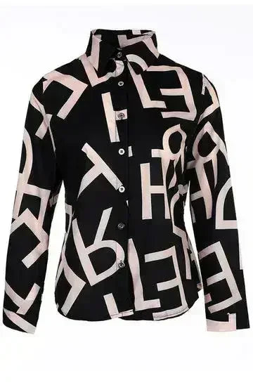 Black color Jazz Letter Print Blouse | Femstylo - Femstylo