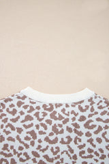 Khaki Leopard Drop Shoulder Knitted Cardigan