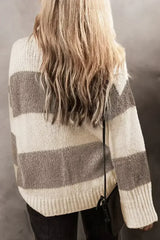 Simply Taupe Colorblock Loose Pullover Sweater - Femstylo