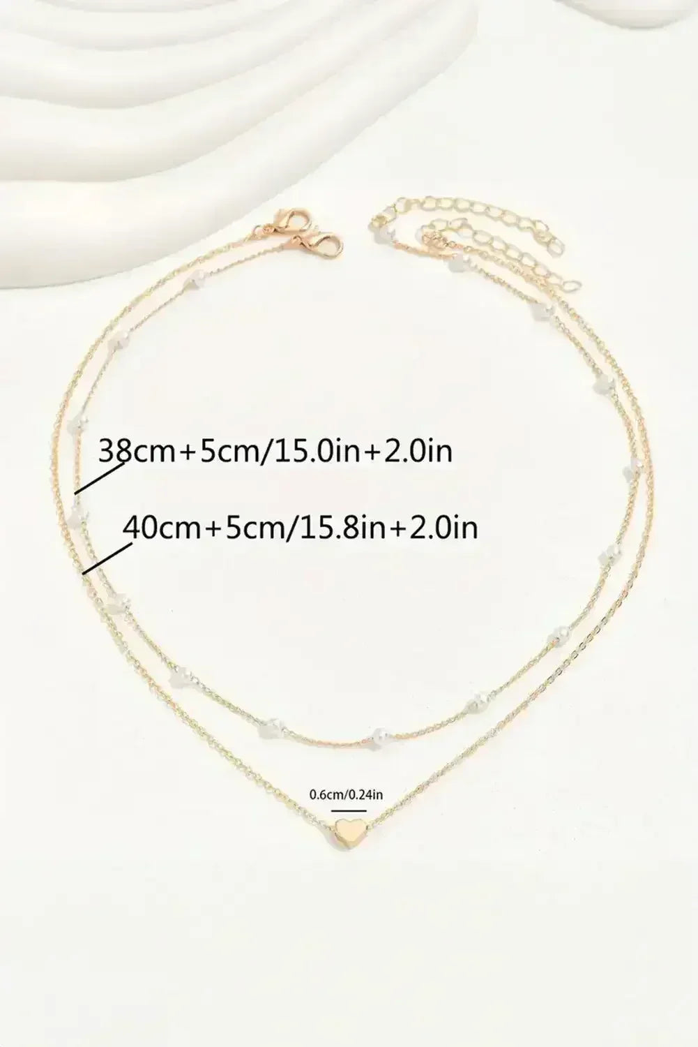 Gold Pearl Heart Chain Necklace - Femstylo