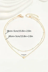 Gold Pearl Heart Chain Necklace - Femstylo