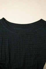 Black Checkered Mesh One Shoulder Short Sleeve Knotted Waist Jumpsuit - Femstylo