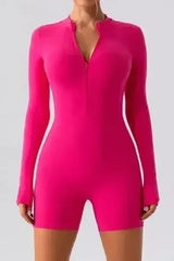 Half Zip Long Sleeve Active Romper - Femstylo
