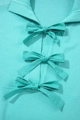 Moonlight Jade Bow Front Patchwork Bracelet Sleeve Mini Dress