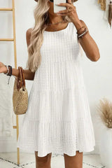 Light Blue Gingham High Waist Sleeveless Mini Dress - Femstylo