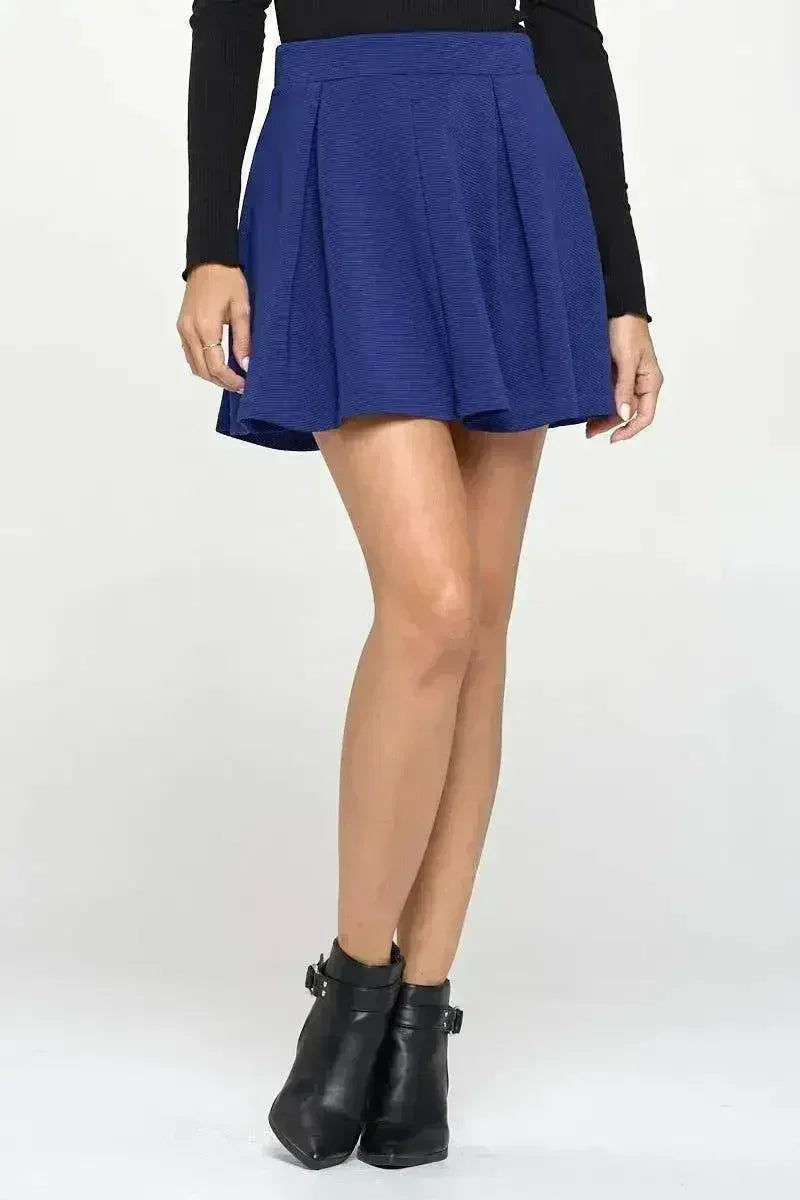 High-Waisted Pleated Skater Skirt - Femstylo