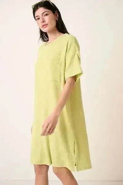Mittoshop Urban Rib Knit Short Sleeve Tee Dress - Femstylo