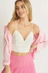 Love Tree Textured Lace Crop Cami - Femstylo