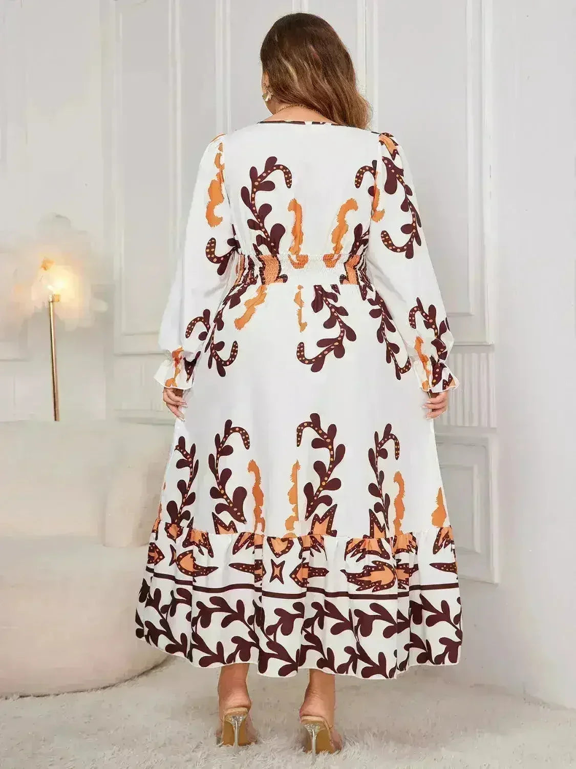 Plus Size Surplice Dress - Flounce Sleeve & Ruffled Hem | Femstylo - Femstylo