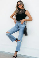 Black Mesh Cutout Knit Vest - Edgy Ribbed Design | Femstylo - Femstylo