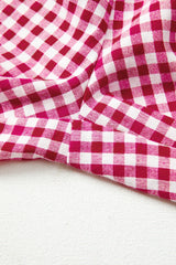 Fiery Red Gingham Casual Loose Pants