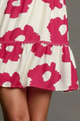 Umgee Floral Mini Dress - Plus Size Rayon Contrast Print - Femstylo