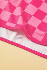 Black Checkered Drawstring Elastic Waist Casual Shorts - Femstylo