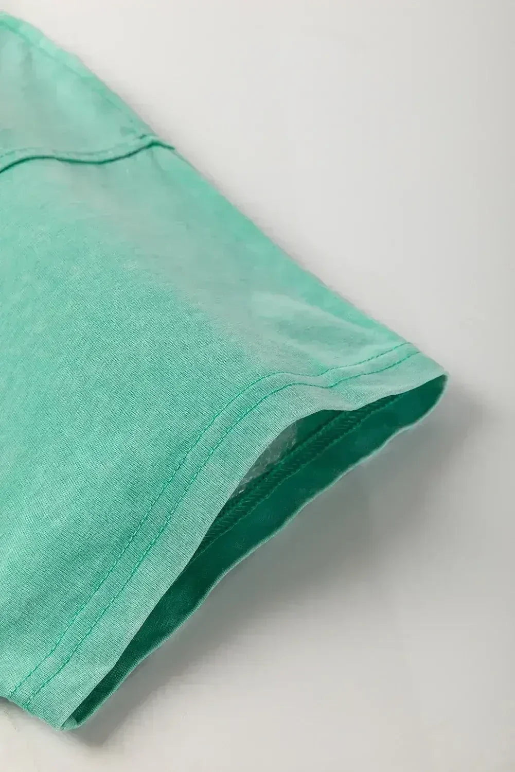 Sky Blue Mineral Wash Flower Patchwork Mini T Shirt Dress - Femstylo