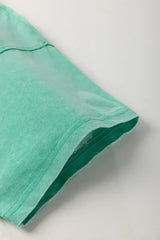 Sky Blue Mineral Wash Flower Patchwork Mini T Shirt Dress - Femstylo