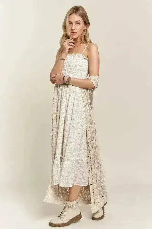 ADORA Smocked Floral Ruffled Hem Cami Dress - Femstylo