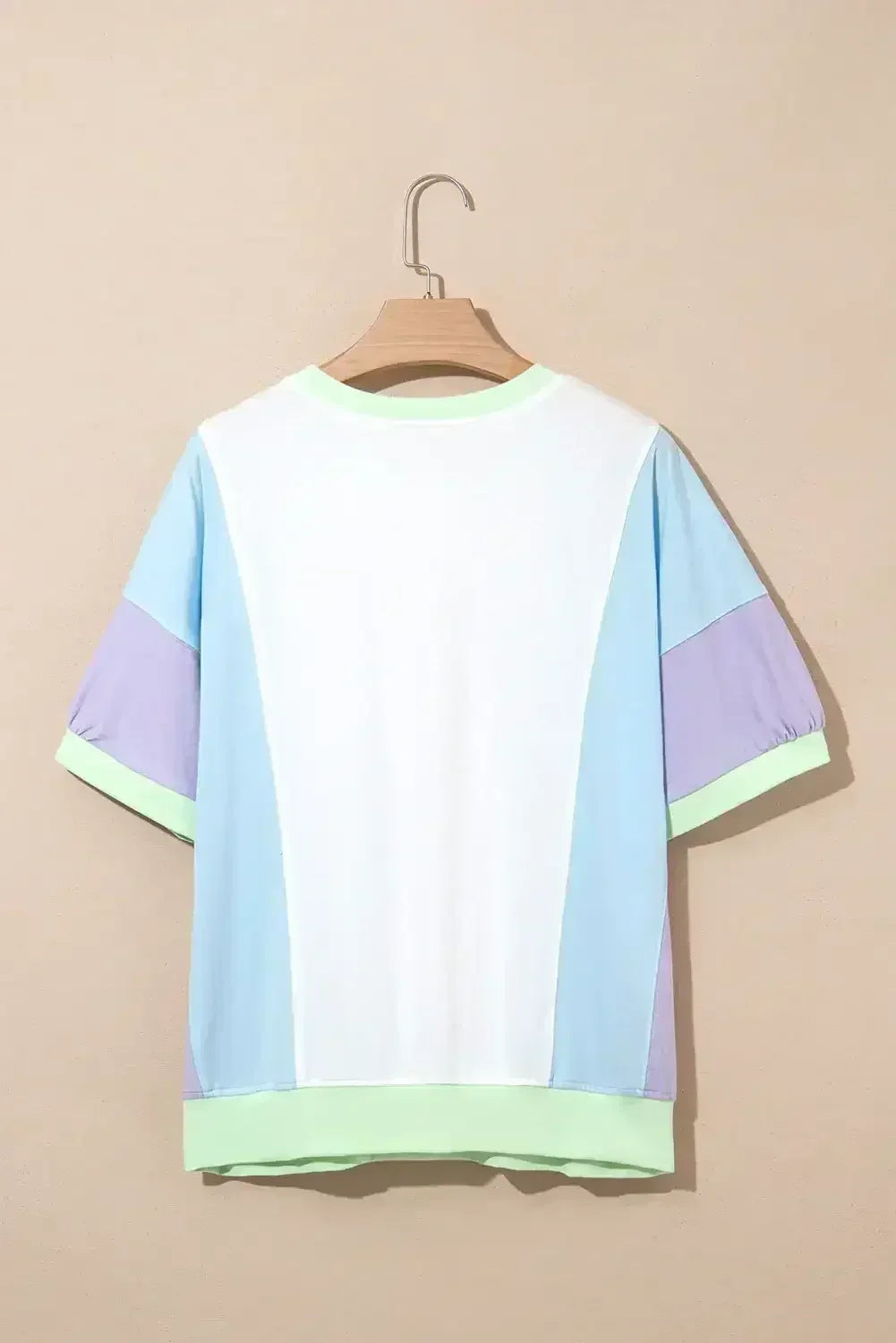 Purple Colorblock Patchwork Oversized T Shirt - Femstylo