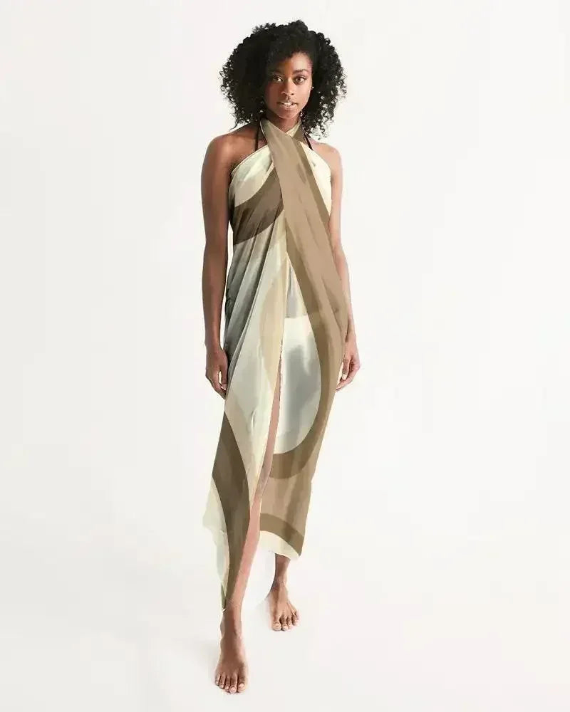 Sheer Sarong Swimsuit Cover Up Wrap / Brown Swirl - Femstylo
