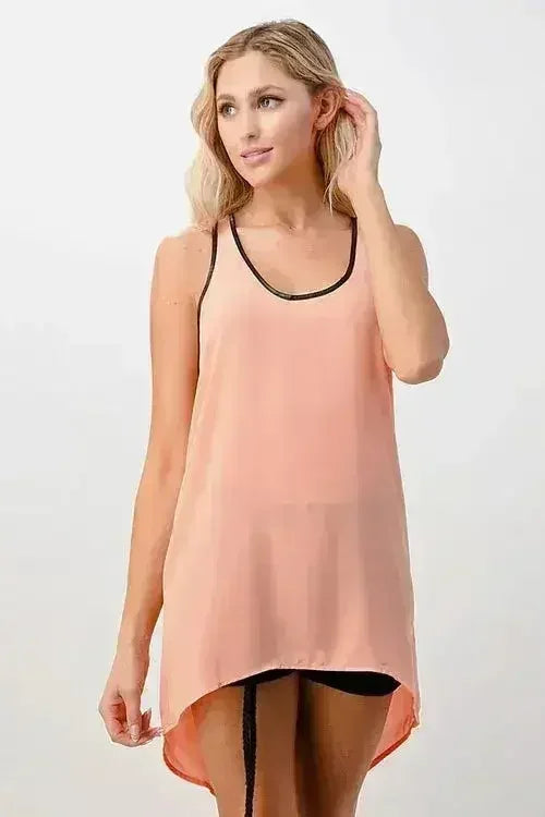 Scoop Neck Tank Top with Contrast Trim - Femstylo