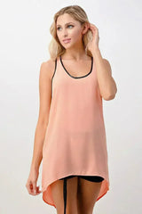 Scoop Neck Tank Top with Contrast Trim - Femstylo