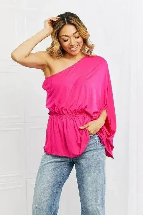 HotPink One Shoulder Top - Versatile Sizes S-3XL | Femstylo - Femstylo