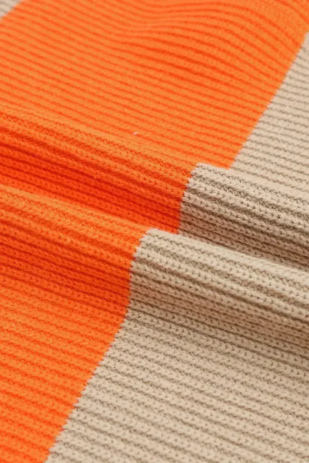 Orange Colorblock Ribbed Knit Cardigan - Femstylo