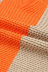 Orange Colorblock Ribbed Knit Cardigan - Femstylo
