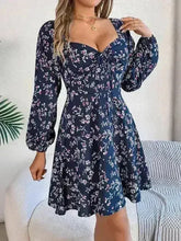 Printed Sweetheart Neck Balloon Sleeve Mini Dress - Femstylo