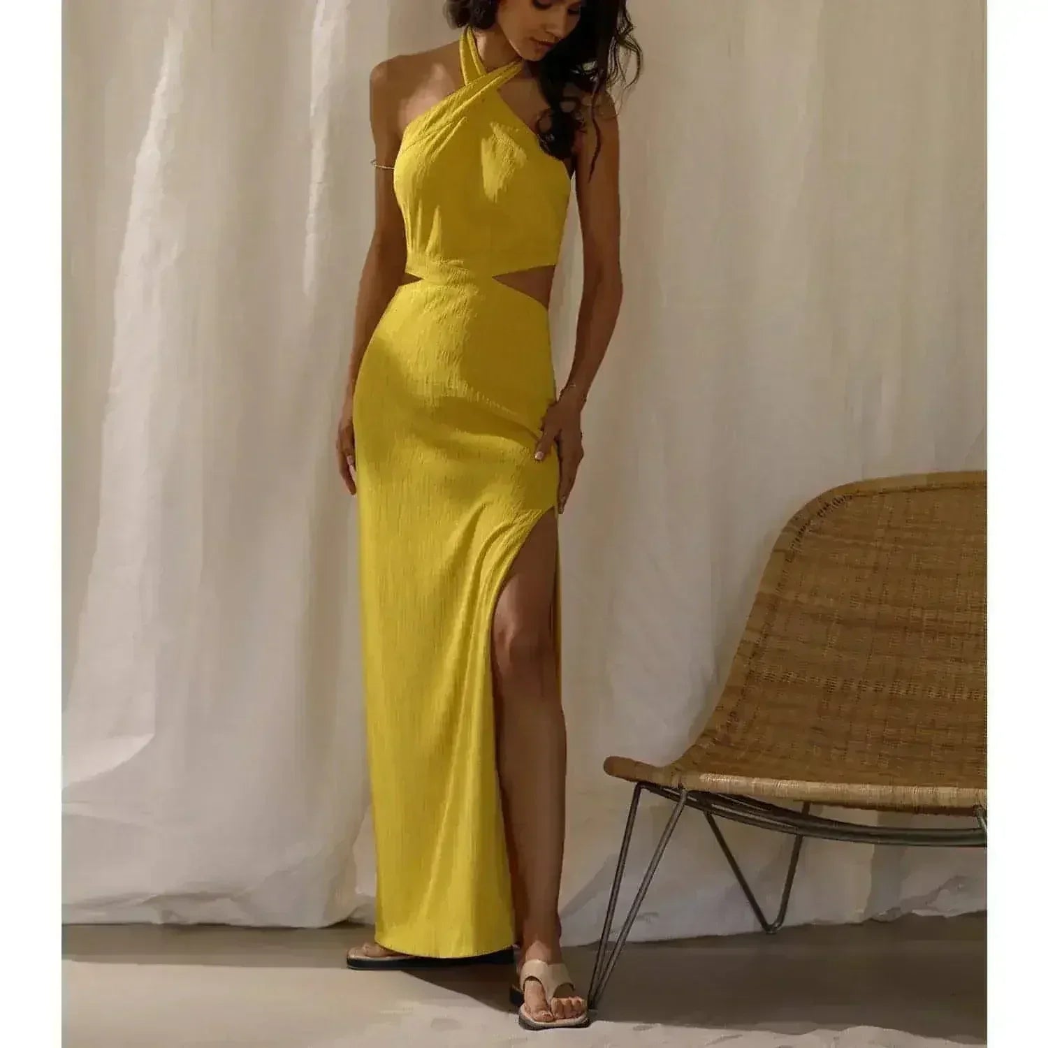 Women's Holiday Style Polyester Neck Dress - Femstylo