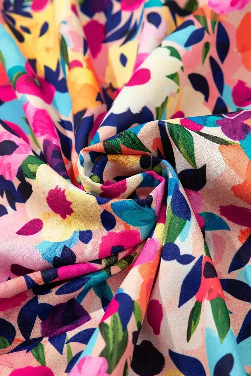 Pink Floral Puff Short Sleeve V Neck Mini Dress - Femstylo