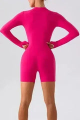 Half Zip Long Sleeve Active Romper - Femstylo