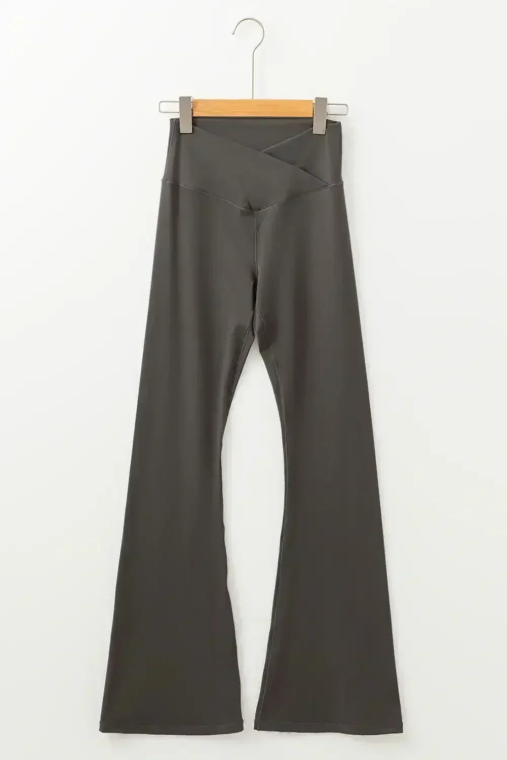 Dark Grey V Shape High Waist Flared Leggings - Femstylo