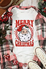 Beige Santa Claus Merry Christmas Heat Transfer Printing Graphic Sweatshirt