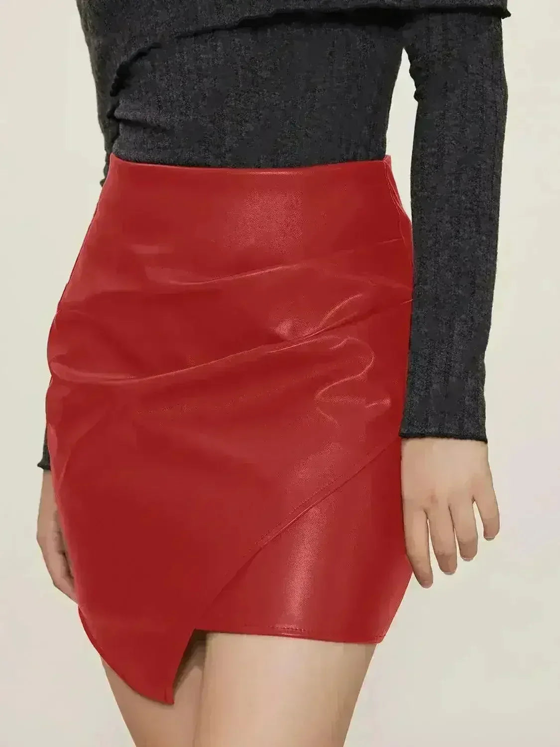 Ruched Mini Skirt with Zipper - Femstylo